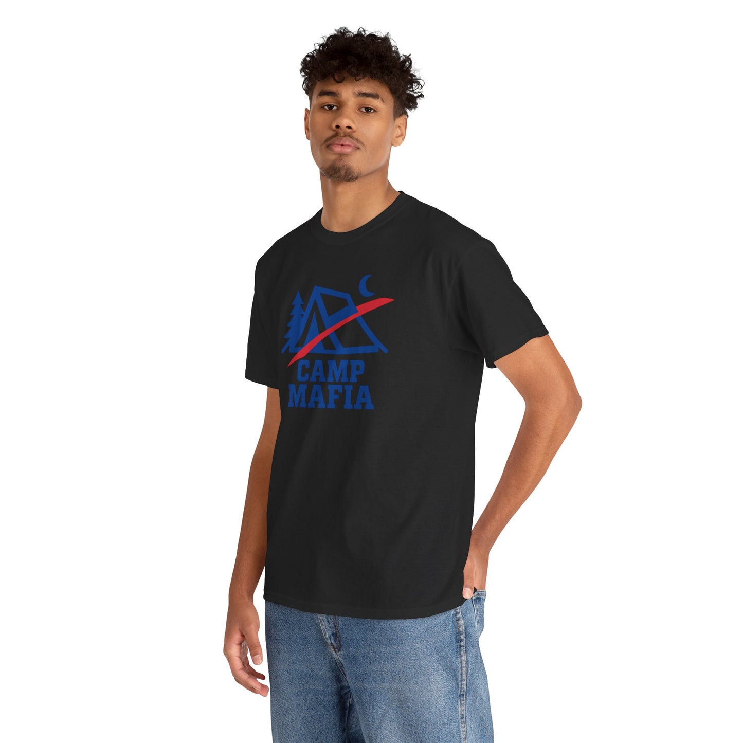 Camp Mafia T-Shirt – Buffalo Bills Inspired Camping Tee | Unisex Heavy Cotton Outdoor Shirt | Hiking Apparel & Gift for Nature Lovers