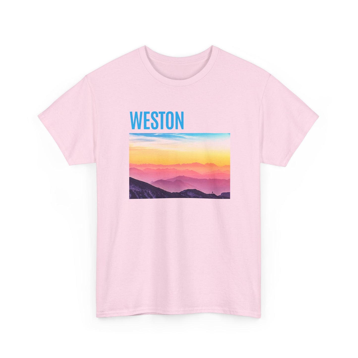 Weston Sunset Unisex Heavy Cotton Tee | Casual Wear, Graphic T-Shirt, Gift for Nature Lovers, Summer Vibes, Outdoor Adventure