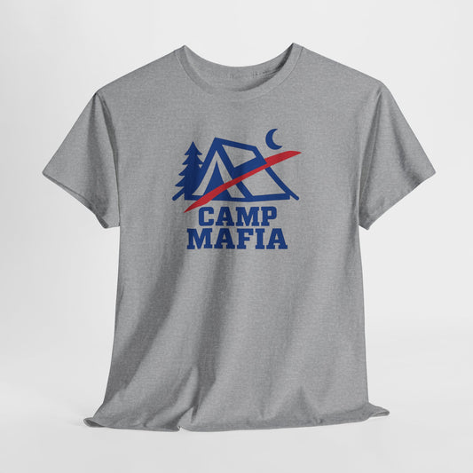 Camp Mafia T-Shirt – Buffalo Bills Inspired Camping Tee | Unisex Heavy Cotton Outdoor Shirt | Hiking Apparel & Gift for Nature Lovers