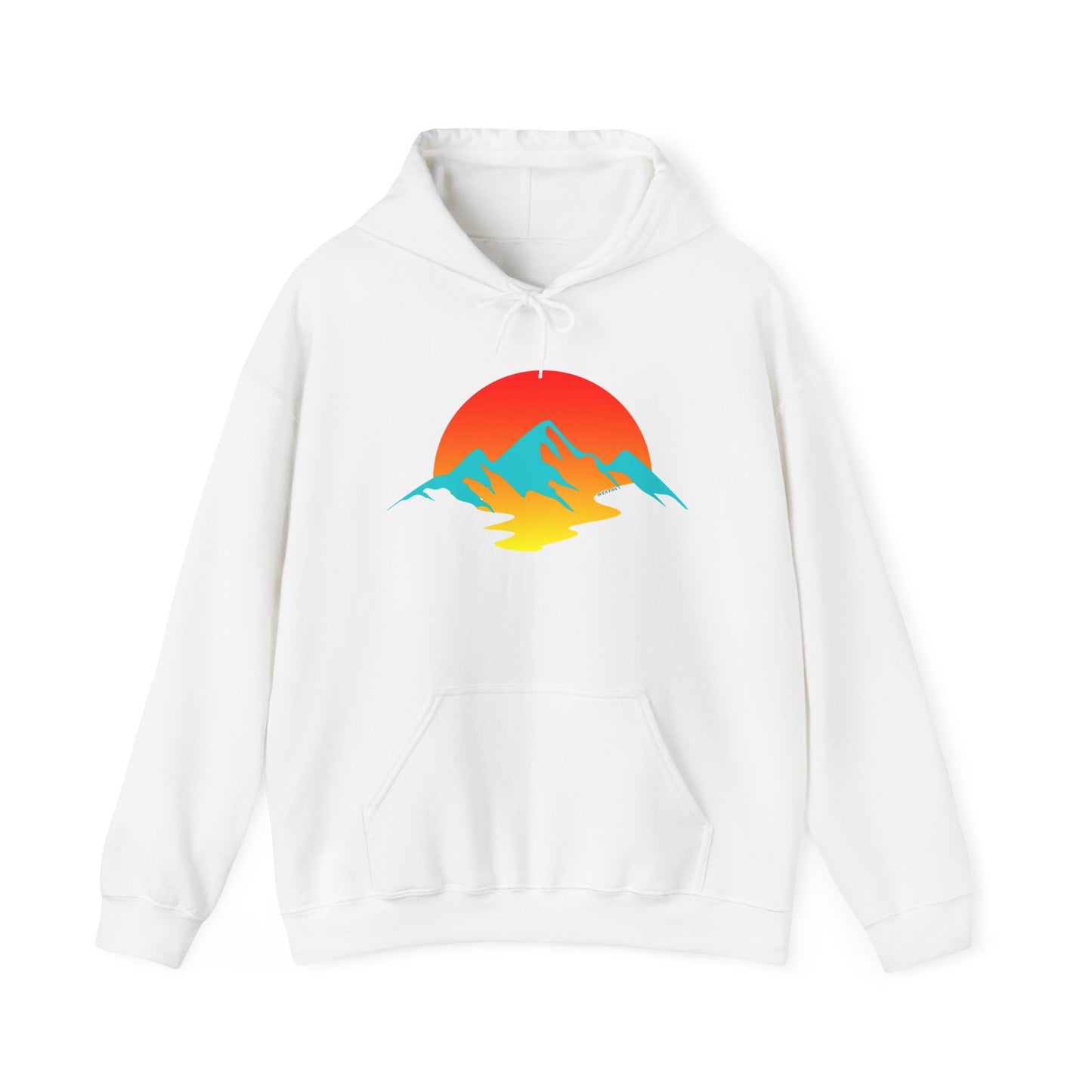Melting Sunshine Hoodie, Bright Orange Yellow Blue Logo Sweatshirt, Unisex Pullover Jumper, Warm Winter Top, Cozy Hooded Sweater, Men Women