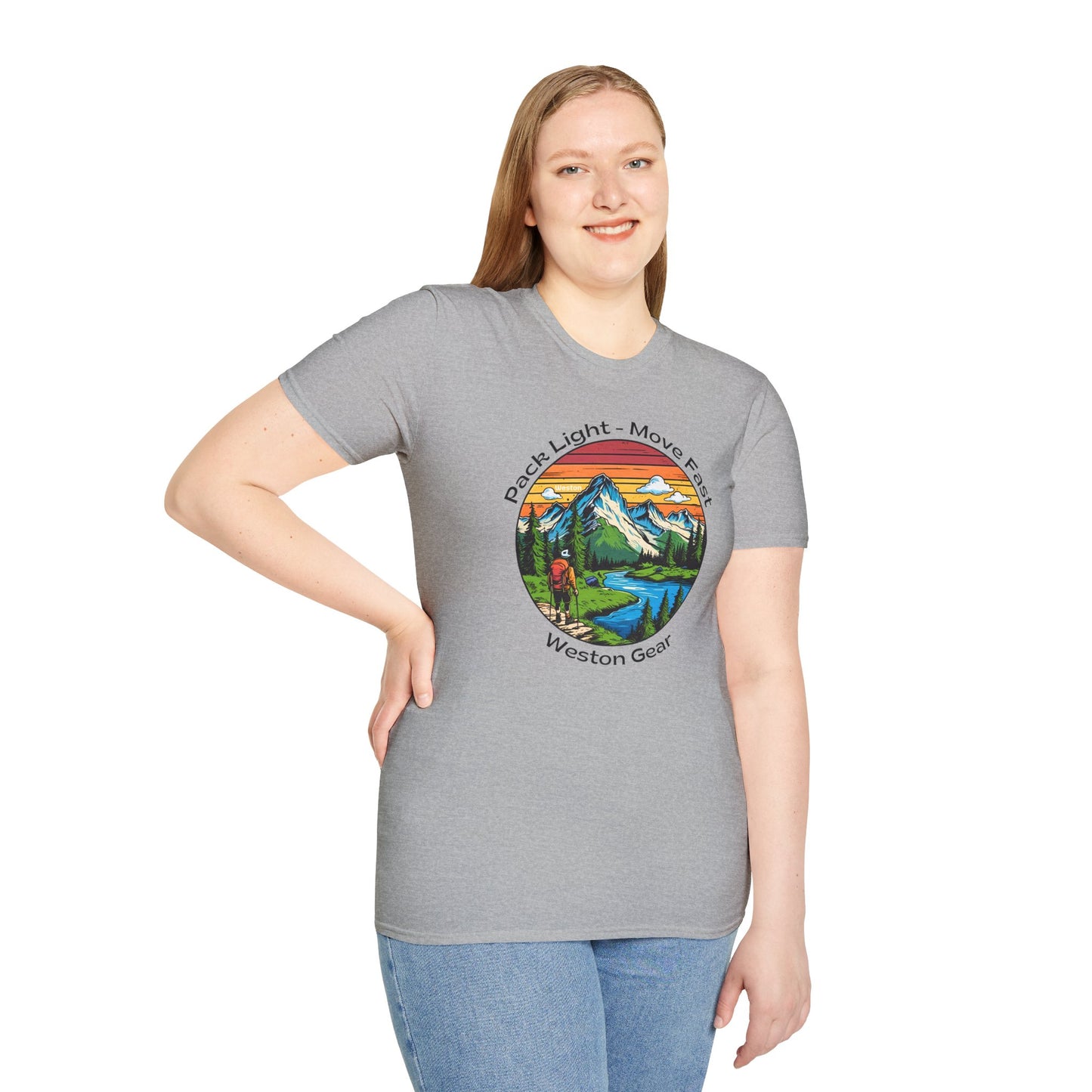Pack light Move fast – Unisex Adventure T-Shirt for Hiking, Camping & Travel