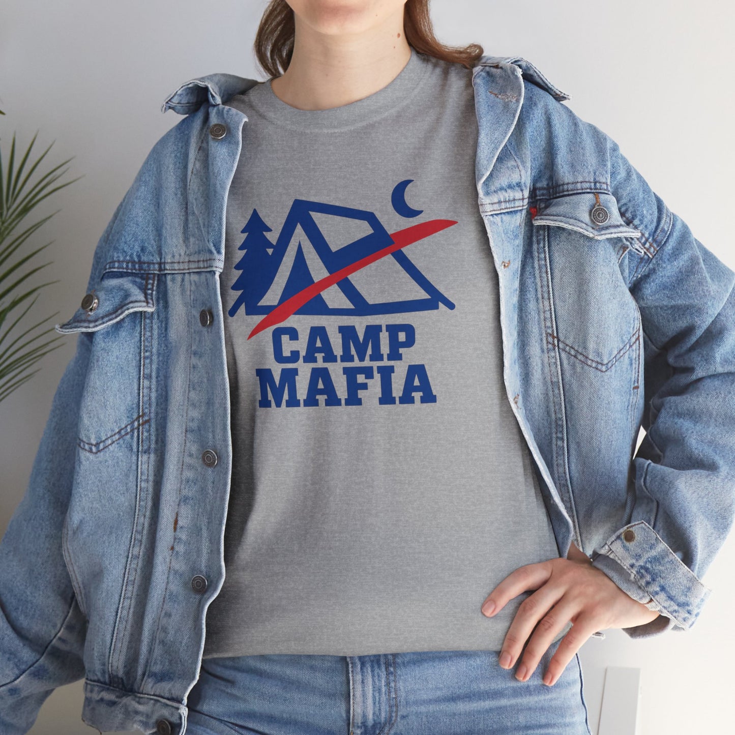 Camp Mafia T-Shirt – Buffalo Bills Inspired Camping Tee | Unisex Heavy Cotton Outdoor Shirt | Hiking Apparel & Gift for Nature Lovers