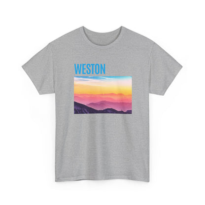 Weston Sunset Unisex Heavy Cotton Tee | Casual Wear, Graphic T-Shirt, Gift for Nature Lovers, Summer Vibes, Outdoor Adventure