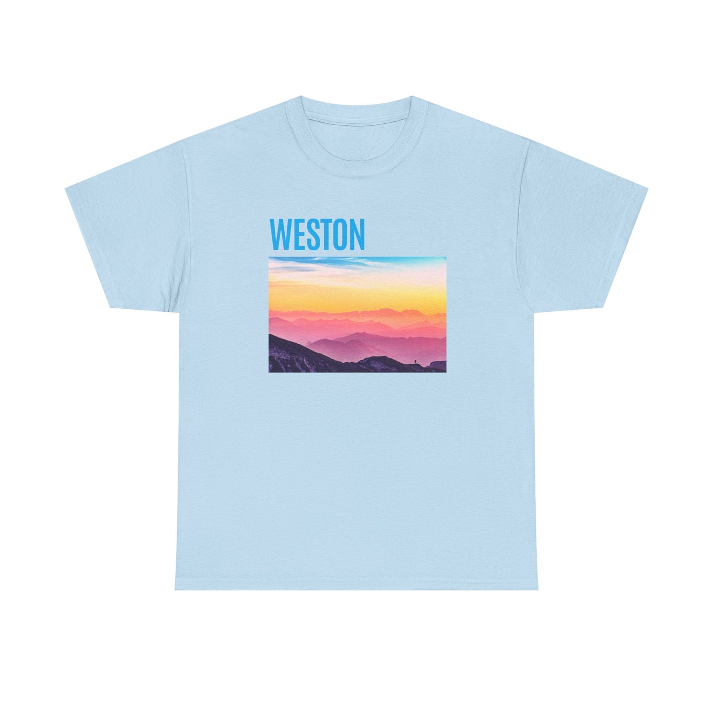 Weston Sunset Unisex Heavy Cotton Tee | Casual Wear, Graphic T-Shirt, Gift for Nature Lovers, Summer Vibes, Outdoor Adventure
