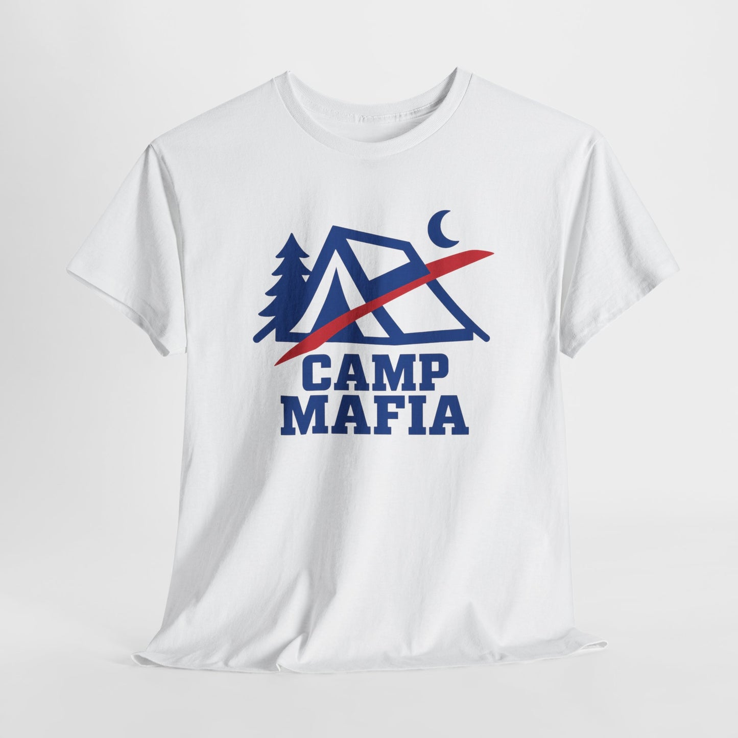 Camp Mafia T-Shirt – Buffalo Bills Inspired Camping Tee | Unisex Heavy Cotton Outdoor Shirt | Hiking Apparel & Gift for Nature Lovers
