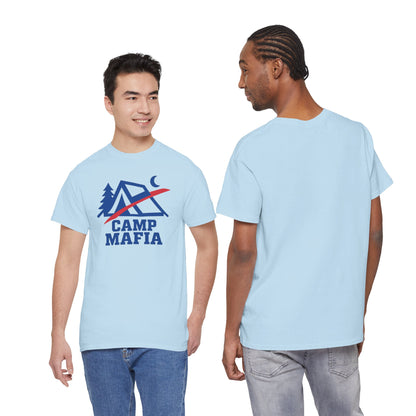 Camp Mafia T-Shirt – Buffalo Bills Inspired Camping Tee | Unisex Heavy Cotton Outdoor Shirt | Hiking Apparel & Gift for Nature Lovers