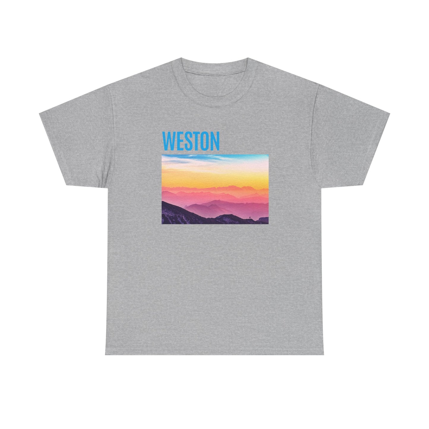 Weston Sunset Unisex Heavy Cotton Tee | Casual Wear, Graphic T-Shirt, Gift for Nature Lovers, Summer Vibes, Outdoor Adventure