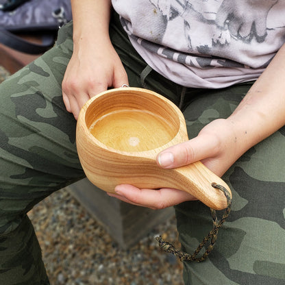 Kyrre™ Carved Nordic Kuksa - Solid Wood Camp Mug & Spoon Set