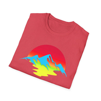 Melting Sun Mountain Tee – Vibrant Sunset Graphic T-Shirt for Nature Lovers | Weston Gear Adventure Apparel | Unisex Summer Travel Vibes