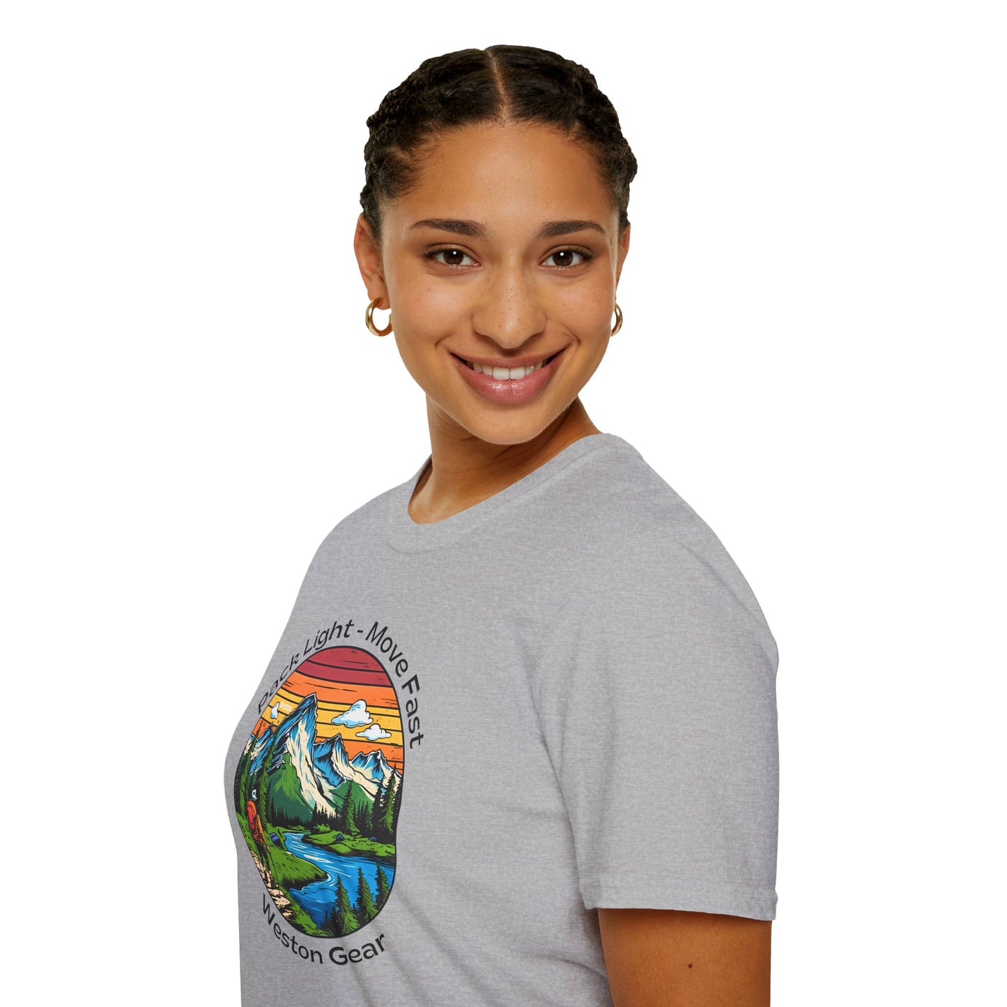 Pack light Move fast – Unisex Adventure T-Shirt for Hiking, Camping & Travel