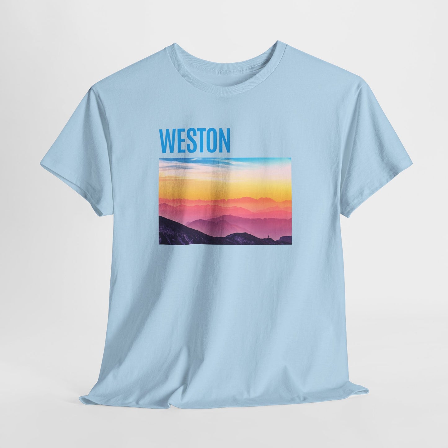Weston Sunset Unisex Heavy Cotton Tee | Casual Wear, Graphic T-Shirt, Gift for Nature Lovers, Summer Vibes, Outdoor Adventure