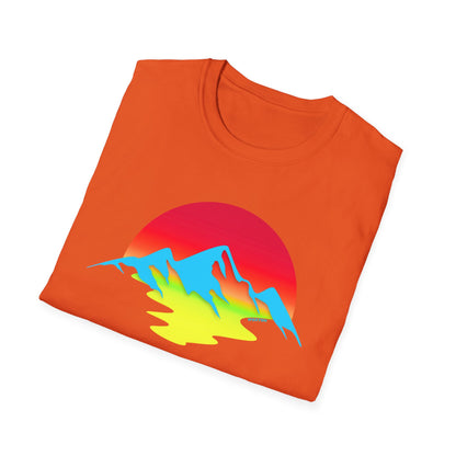Melting Sun Mountain Tee – Vibrant Sunset Graphic T-Shirt for Nature Lovers | Weston Gear Adventure Apparel | Unisex Summer Travel Vibes