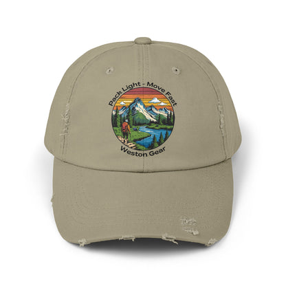 Weston Gear Distressed Adventure Cap – Unisex Outdoor Hat for Nature Lovers, Hikers, and Everyday Explorers