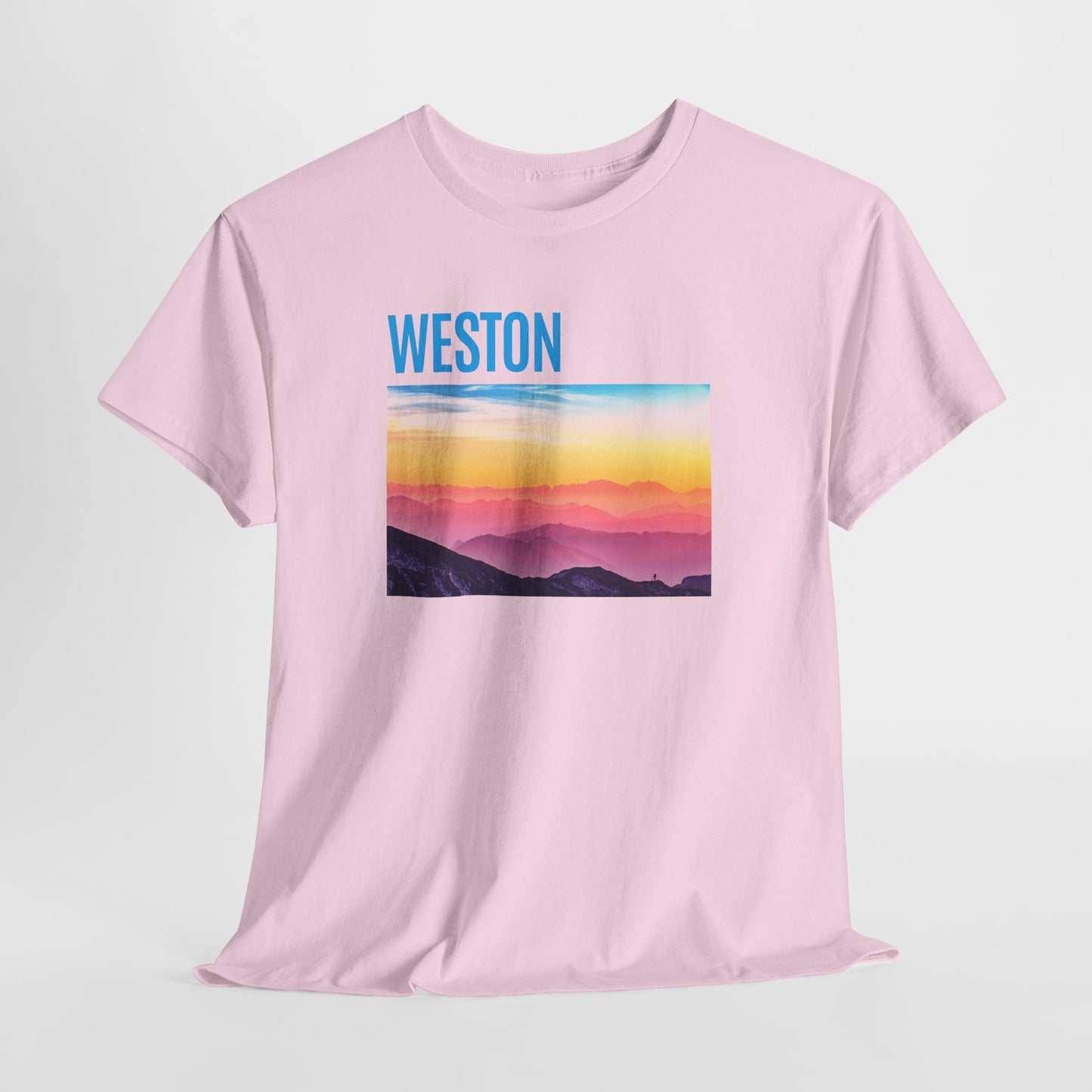 Weston Sunset Unisex Heavy Cotton Tee | Casual Wear, Graphic T-Shirt, Gift for Nature Lovers, Summer Vibes, Outdoor Adventure