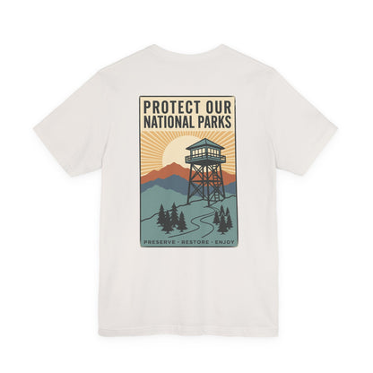 Protect Our National Parks Tee | Vintage Forest Watchtower, Retro Outdoor Tee