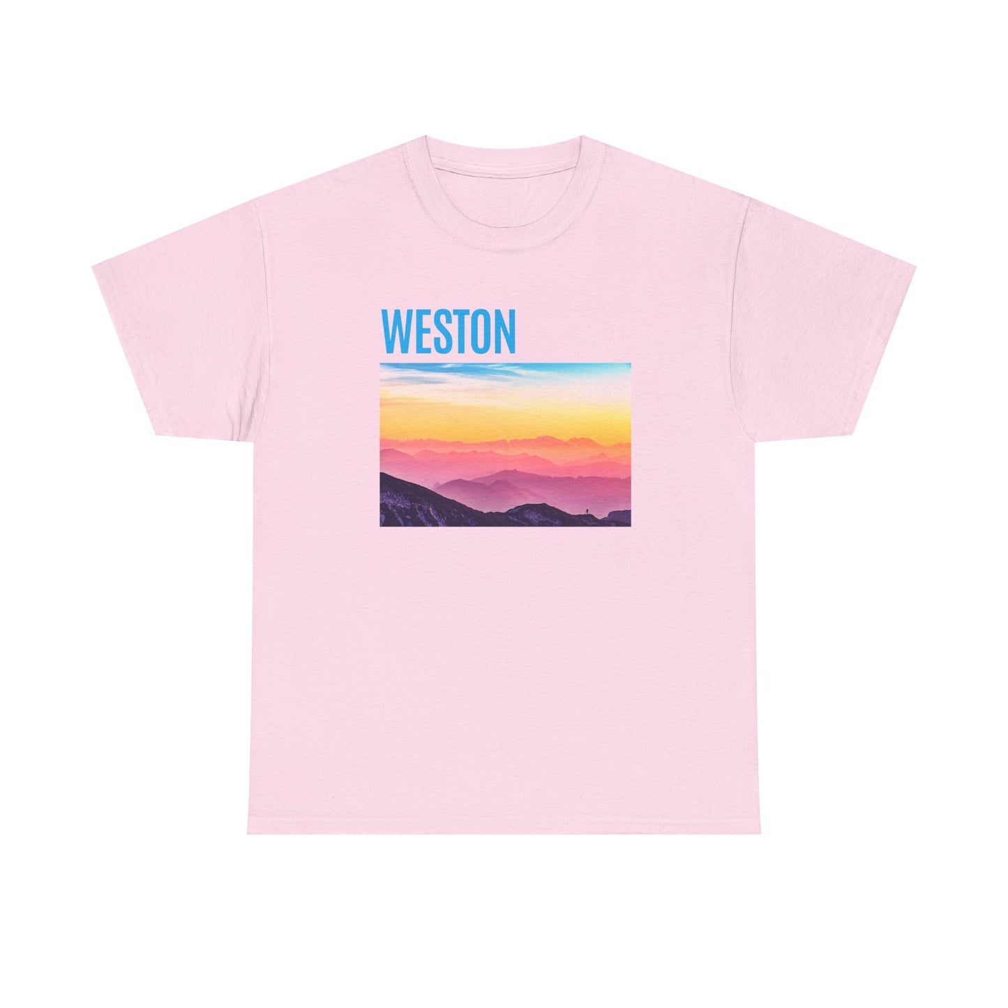 Weston Sunset Unisex Heavy Cotton Tee | Casual Wear, Graphic T-Shirt, Gift for Nature Lovers, Summer Vibes, Outdoor Adventure