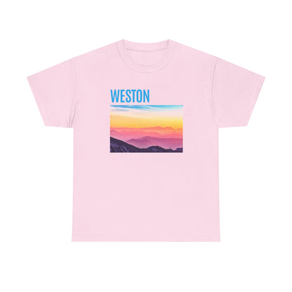 Weston Sunset Unisex Heavy Cotton Tee | Casual Wear, Graphic T-Shirt, Gift for Nature Lovers, Summer Vibes, Outdoor Adventure