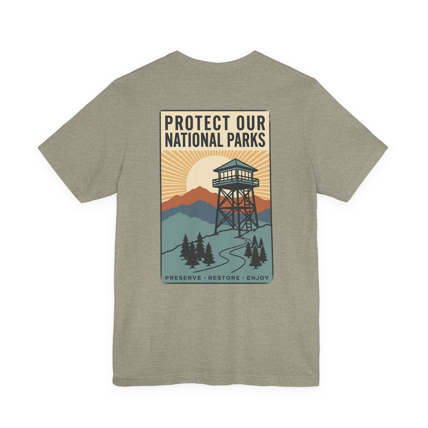Protect Our National Parks Tee | Vintage Forest Watchtower, Retro Outdoor Tee