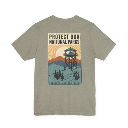 Protect Our National Parks Tee | Vintage Forest Watchtower, Retro Outdoor Tee