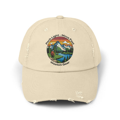 Weston Gear Distressed Adventure Cap – Unisex Outdoor Hat for Nature Lovers, Hikers, and Everyday Explorers