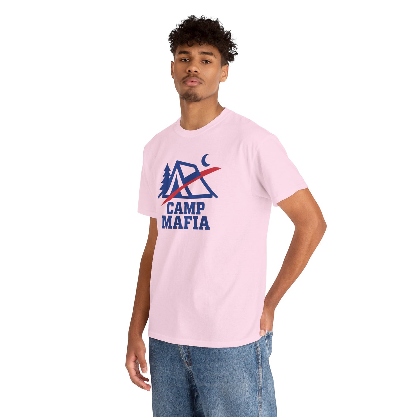 Camp Mafia T-Shirt – Buffalo Bills Inspired Camping Tee | Unisex Heavy Cotton Outdoor Shirt | Hiking Apparel & Gift for Nature Lovers