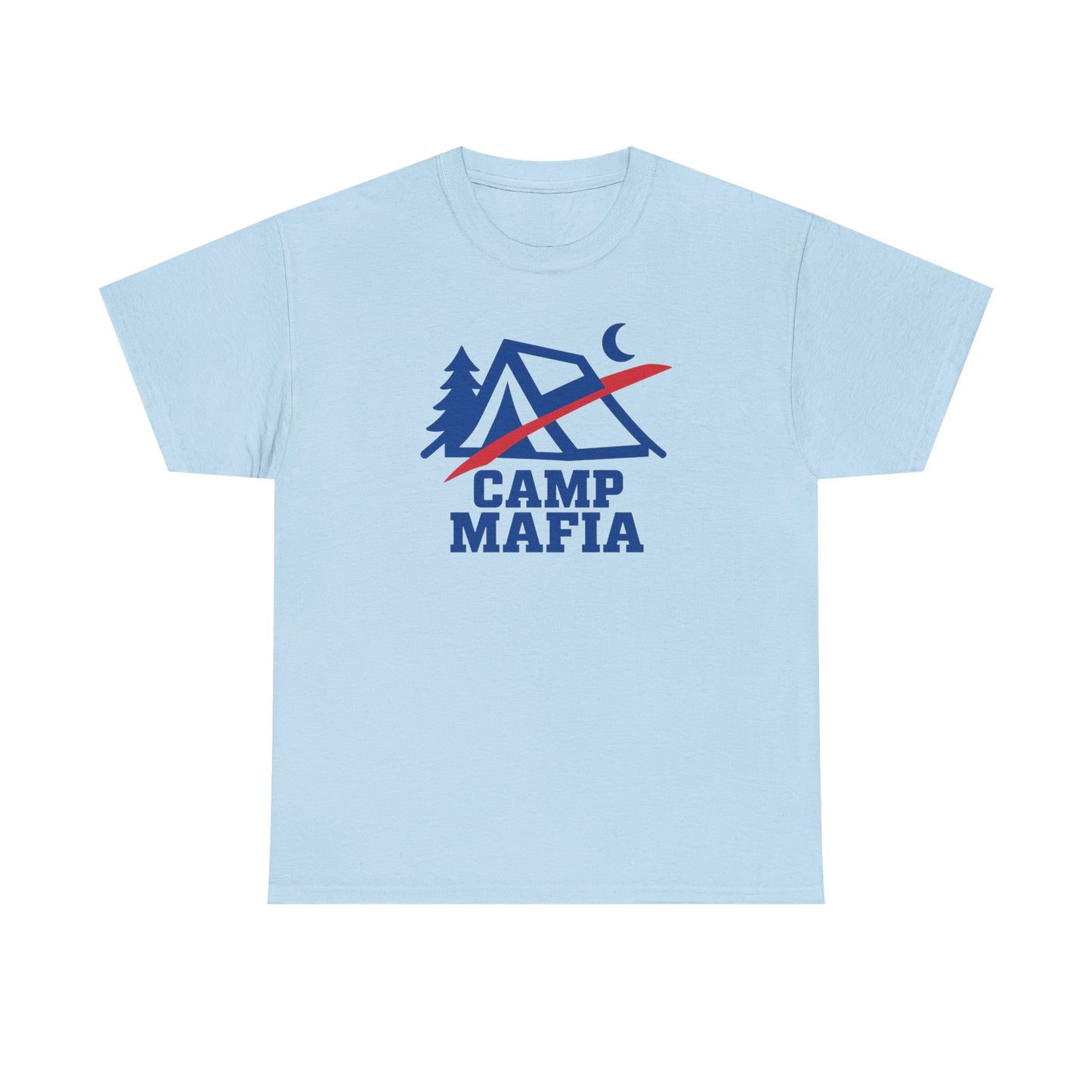 Camp Mafia T-Shirt – Buffalo Bills Inspired Camping Tee | Unisex Heavy Cotton Outdoor Shirt | Hiking Apparel & Gift for Nature Lovers