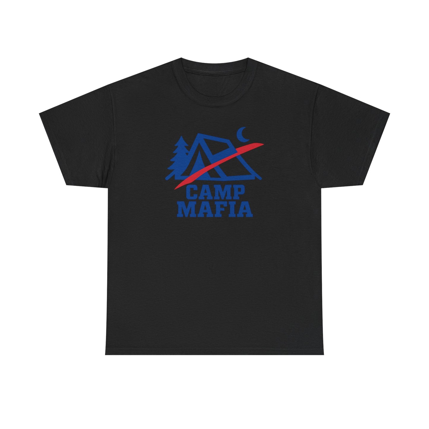 Camp Mafia T-Shirt – Buffalo Bills Inspired Camping Tee | Unisex Heavy Cotton Outdoor Shirt | Hiking Apparel & Gift for Nature Lovers