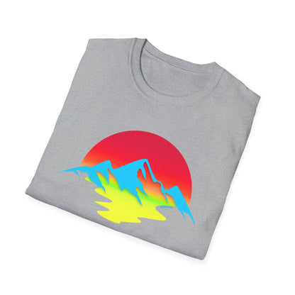 Melting Sun Mountain Tee – Vibrant Sunset Graphic T-Shirt for Nature Lovers | Weston Gear Adventure Apparel | Unisex Summer Travel Vibes