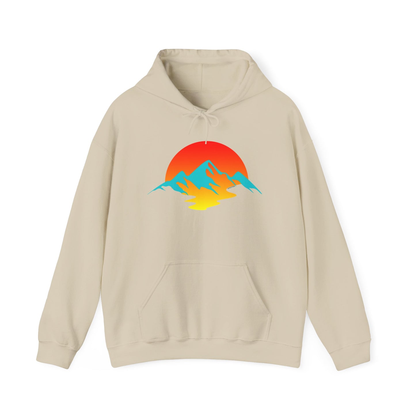 Melting Sunshine Hoodie, Bright Orange Yellow Blue Logo Sweatshirt, Unisex Pullover Jumper, Warm Winter Top, Cozy Hooded Sweater, Men Women