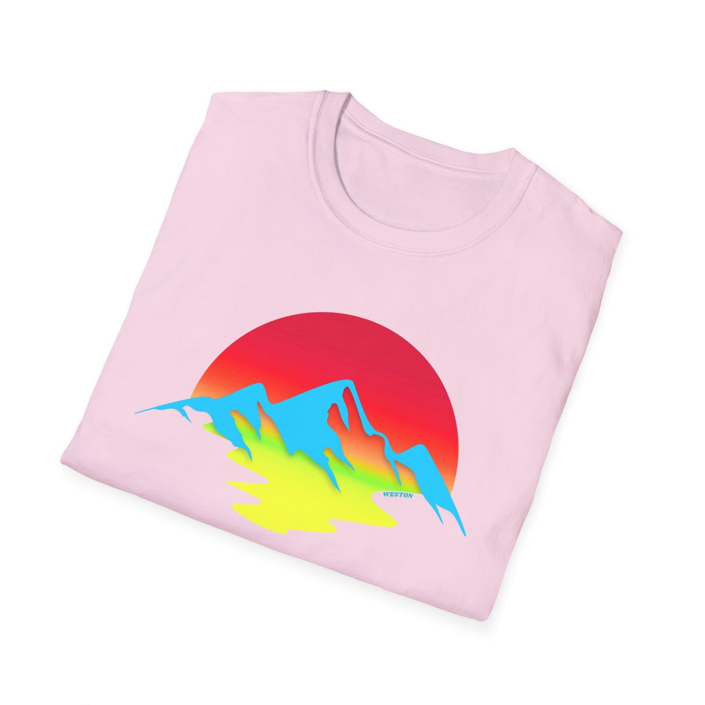 Melting Sun Mountain Tee – Vibrant Sunset Graphic T-Shirt for Nature Lovers | Weston Gear Adventure Apparel | Unisex Summer Travel Vibes