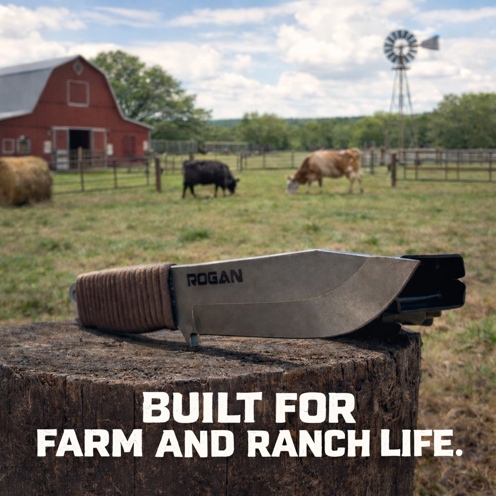 ROGAN Field Knife (RFK-PRO) Comes with sheath and belt clip.