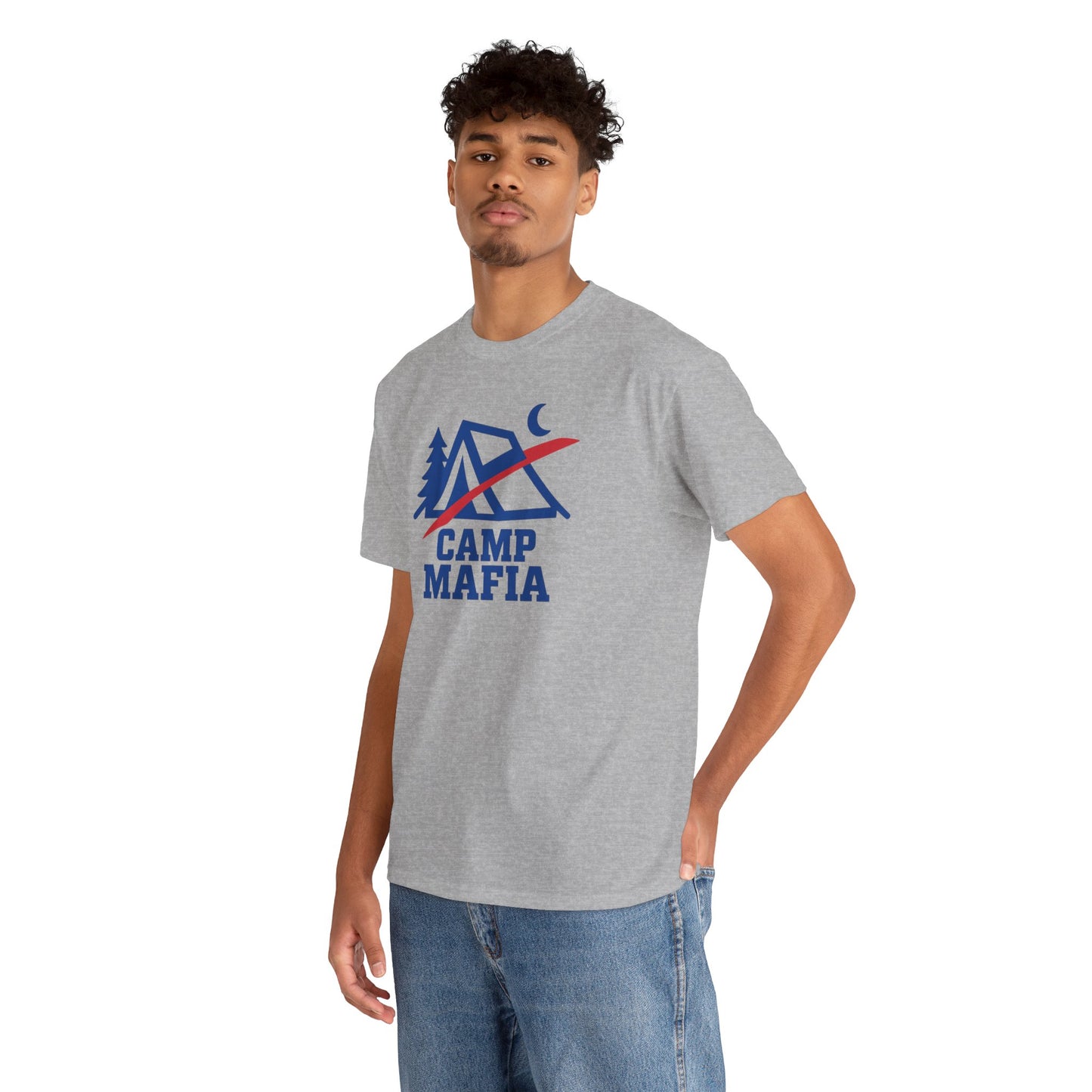Camp Mafia T-Shirt – Buffalo Bills Inspired Camping Tee | Unisex Heavy Cotton Outdoor Shirt | Hiking Apparel & Gift for Nature Lovers