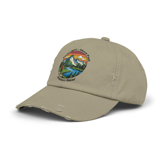 Weston Gear Distressed Adventure Cap – Unisex Outdoor Hat for Nature Lovers, Hikers, and Everyday Explorers