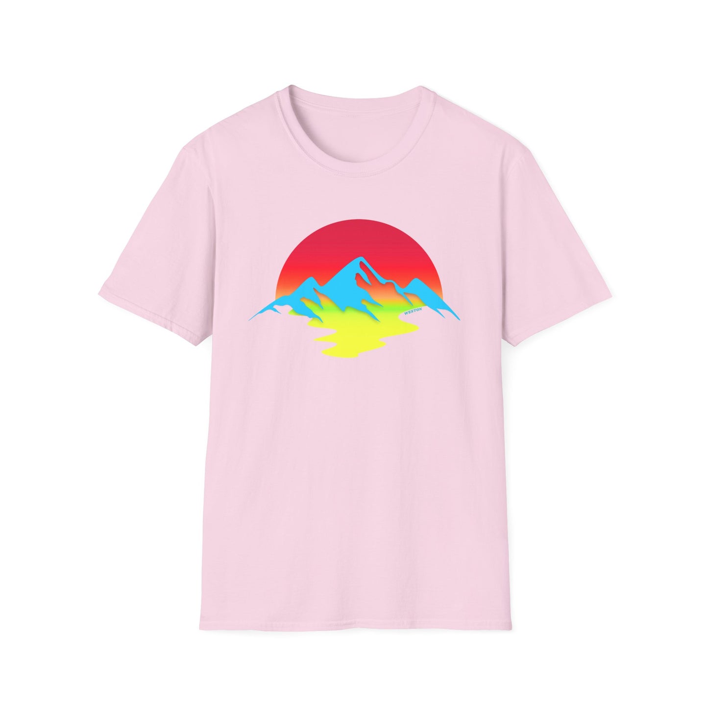 Melting Sun Mountain Tee – Vibrant Sunset Graphic T-Shirt for Nature Lovers | Weston Gear Adventure Apparel | Unisex Summer Travel Vibes
