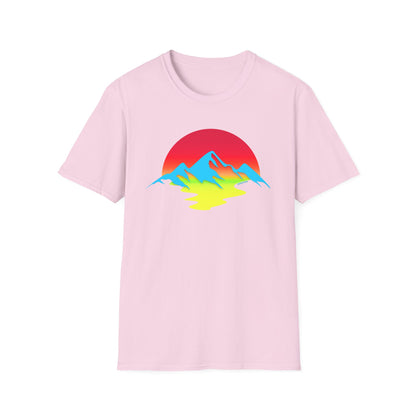Melting Sun Mountain Tee – Vibrant Sunset Graphic T-Shirt for Nature Lovers | Weston Gear Adventure Apparel | Unisex Summer Travel Vibes