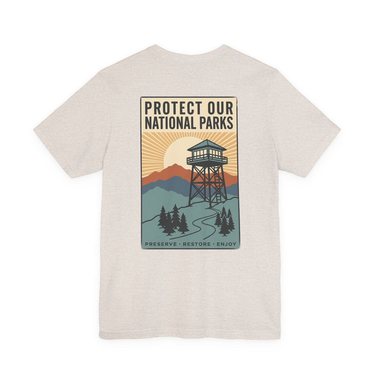 Protect Our National Parks Tee | Vintage Forest Watchtower, Retro Outdoor Tee