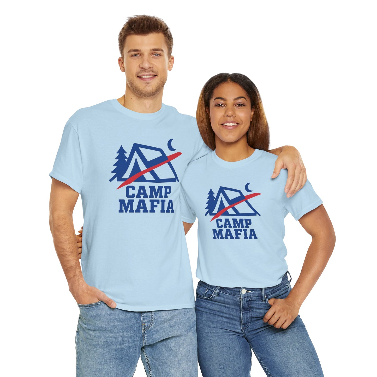 Camp Mafia T-Shirt – Buffalo Bills Inspired Camping Tee | Unisex Heavy Cotton Outdoor Shirt | Hiking Apparel & Gift for Nature Lovers