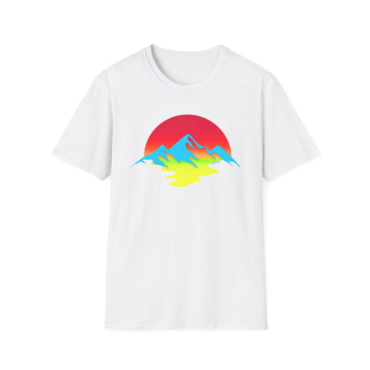Melting Sun Mountain Tee – Vibrant Sunset Graphic T-Shirt for Nature Lovers | Weston Gear Adventure Apparel | Unisex Summer Travel Vibes