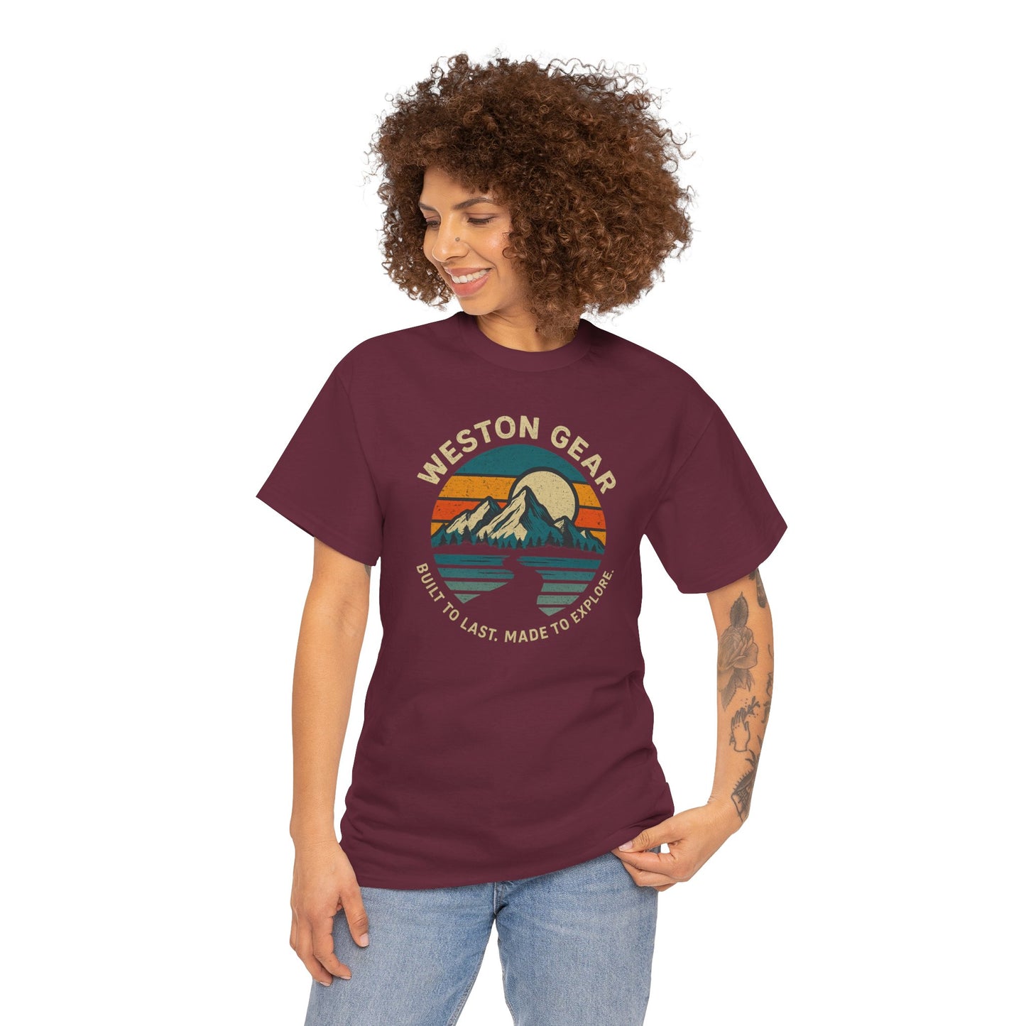 Mountain Sunset Graphic T-Shirt – Vintage Style Outdoor Tee, Hiking & Camping Apparel