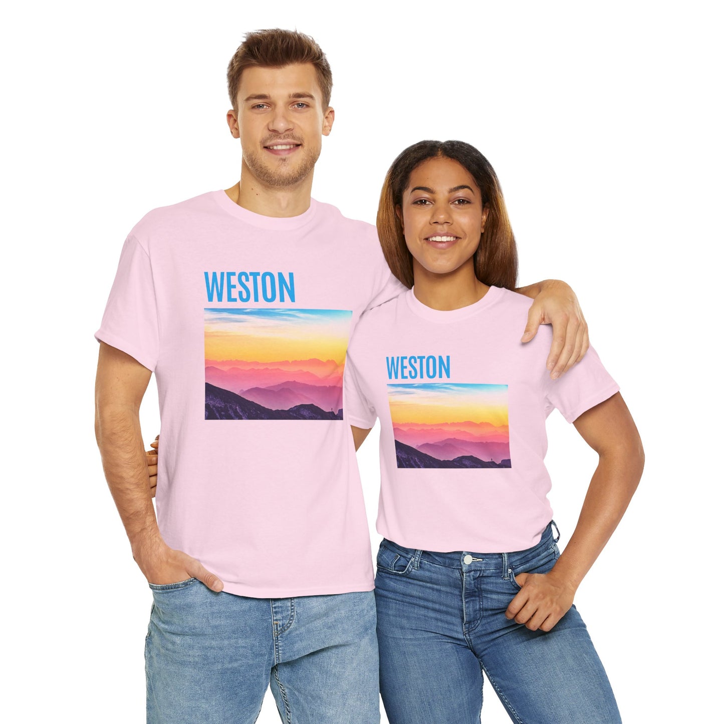 Weston Sunset Unisex Heavy Cotton Tee | Casual Wear, Graphic T-Shirt, Gift for Nature Lovers, Summer Vibes, Outdoor Adventure