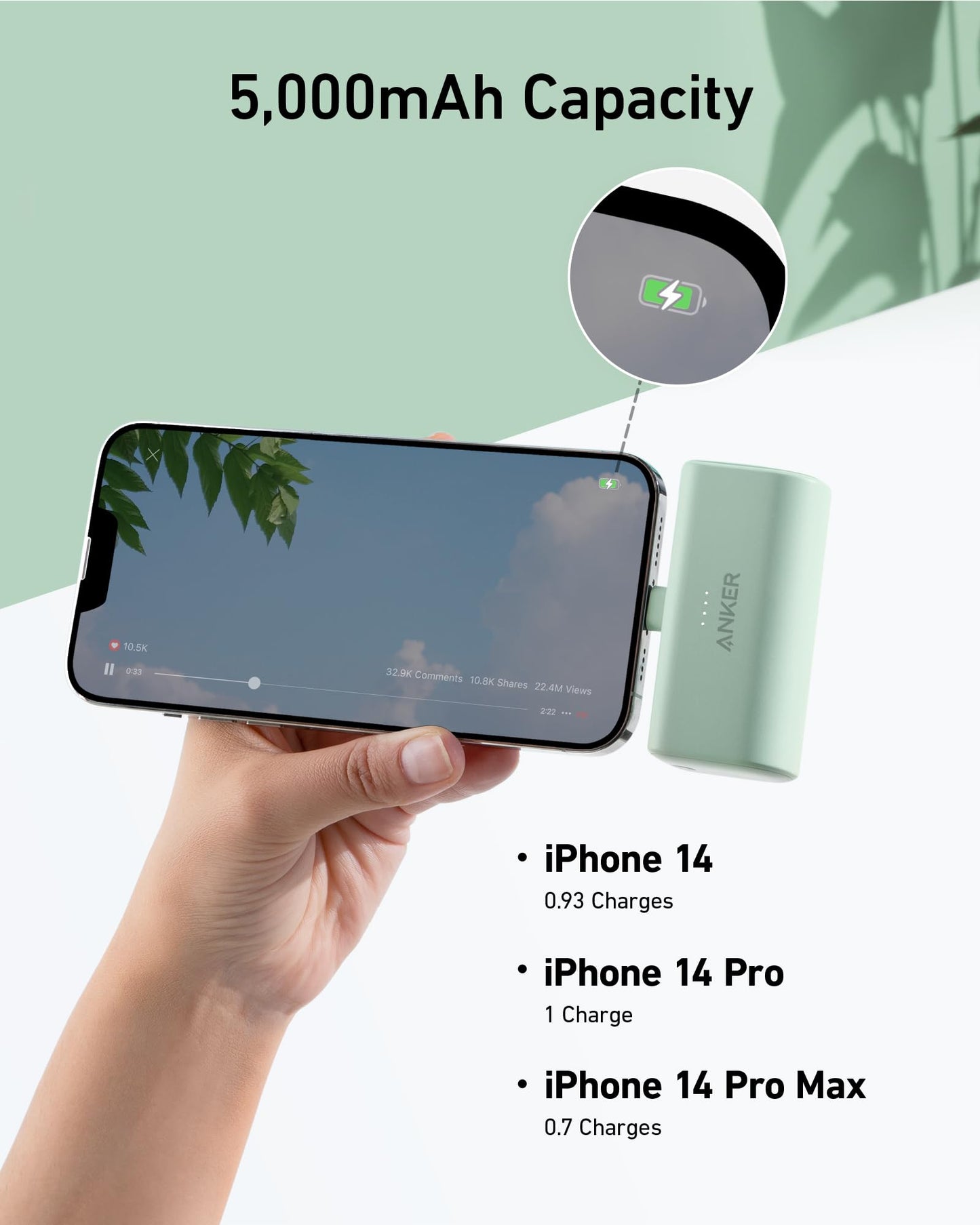Anker Nano Power Bank (12W, Built-In Lightning Connector)