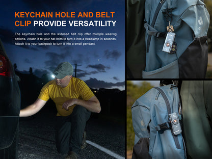 Fenix E06R Keychain Light with White, UV, and Red Laser Lights