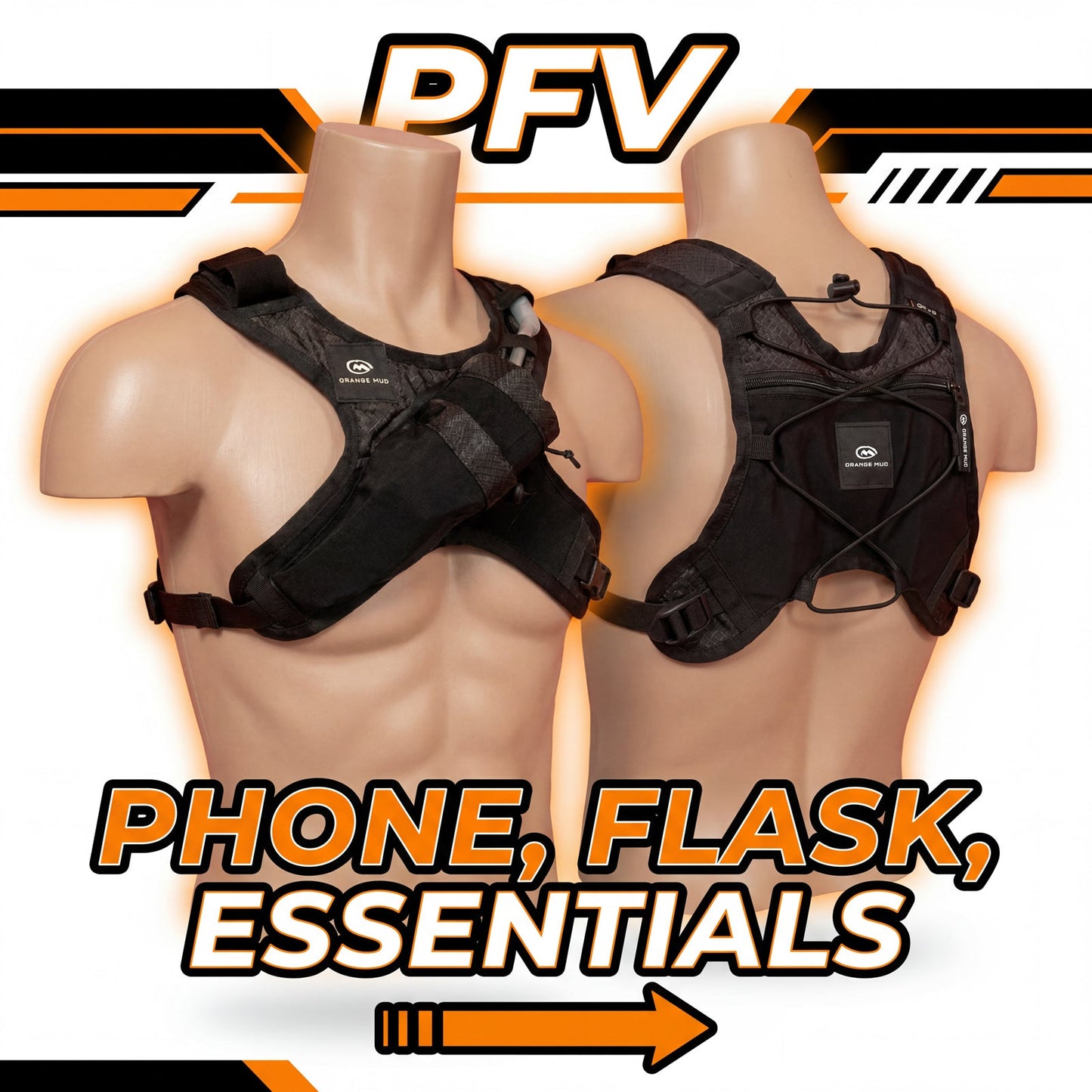 Phone. Flask. Vest. PFV V2.0: Ideal for running and riding less than 2 hours.