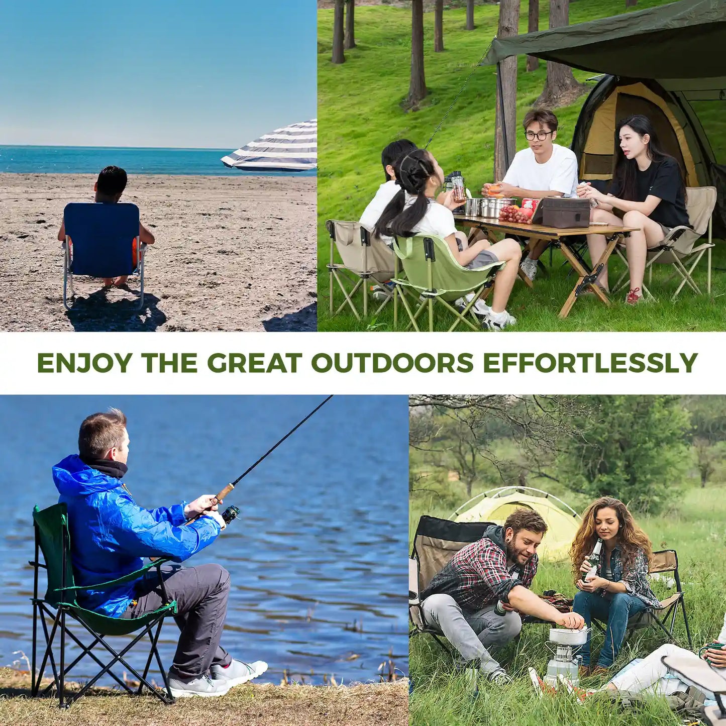 Folding Carbon Steel Camping Chair - Adult & Kids Sizes