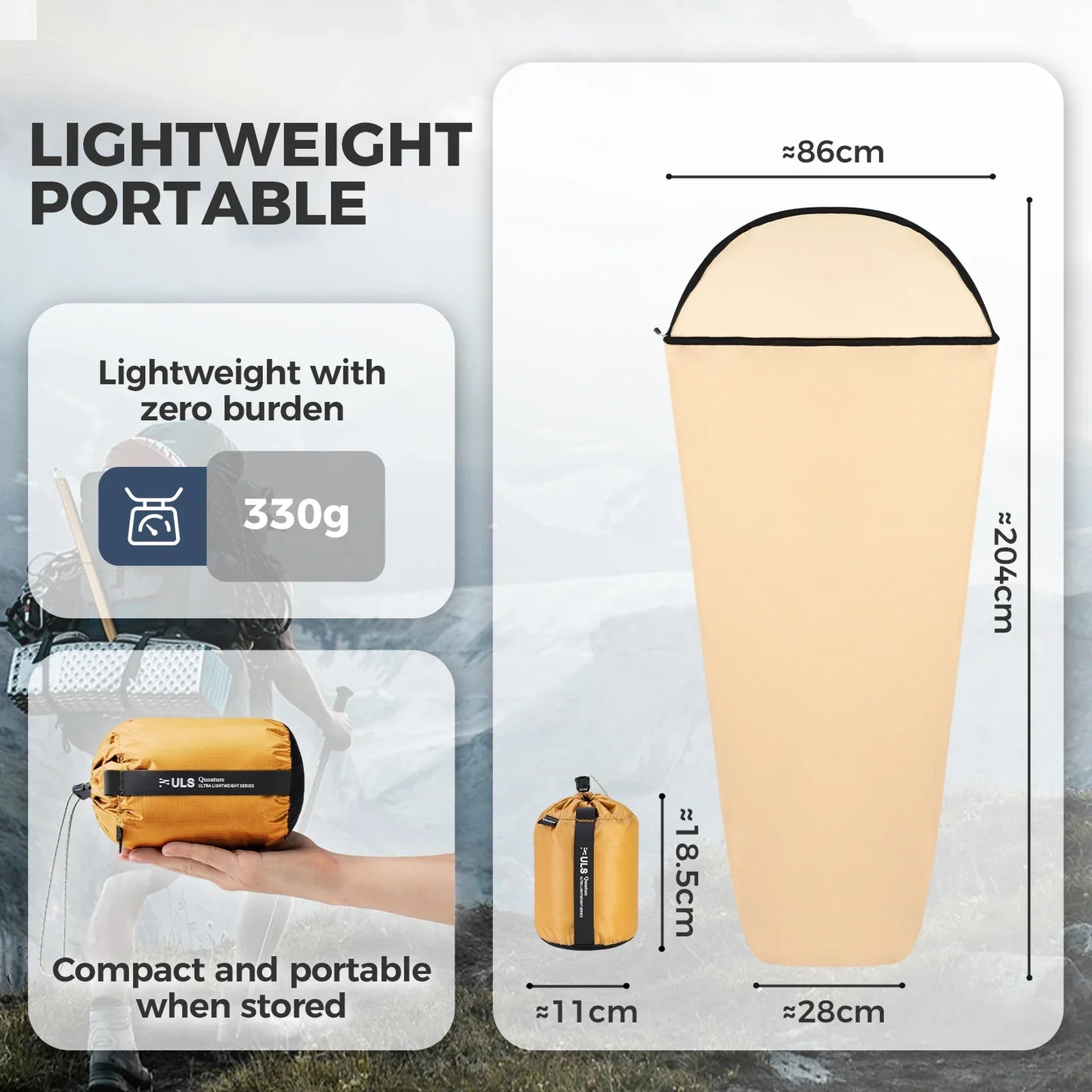 Sleeping Bag Liner, Ultralight Quick-Dry Washable for Outdoor Camping